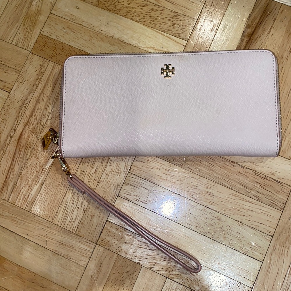 Tory Burch Blush Pink Saffiano Leather Wallet
